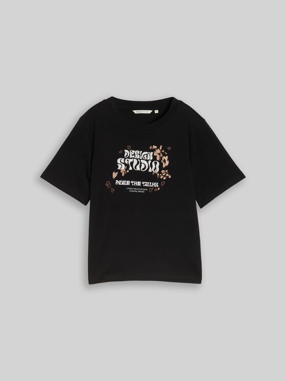 Loose fit T-shirt with embroidery - deep black