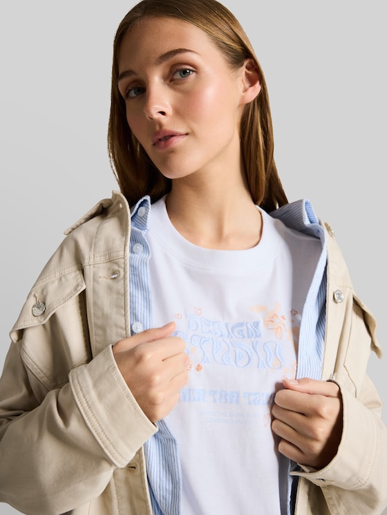 Loose fit T-shirt with embroidery - White