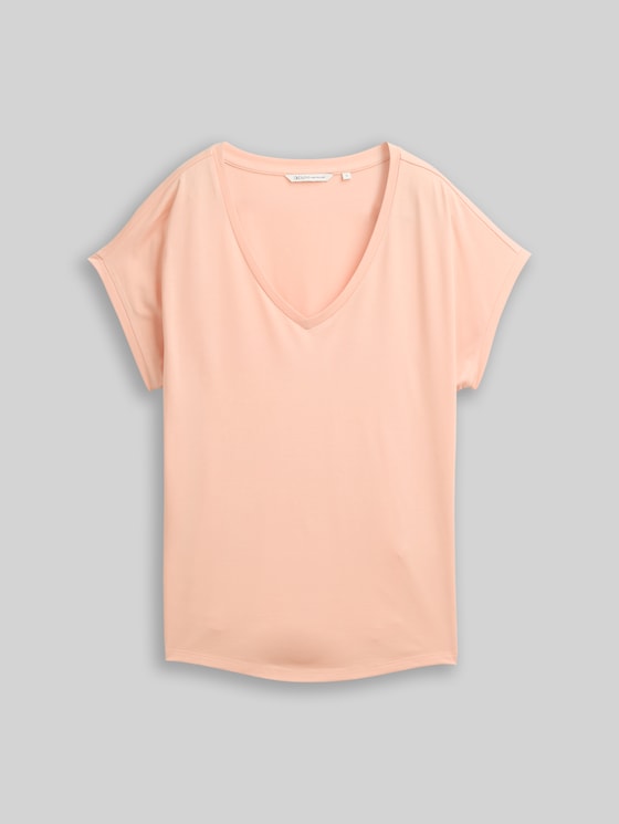 T-shirt with V-neck - Orange Parfait
