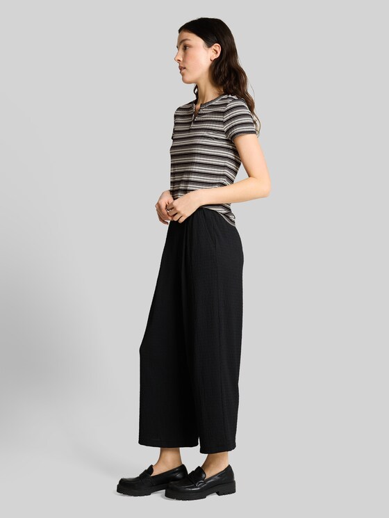 Henley T-shirt with striped pattern - black white gradient stripe