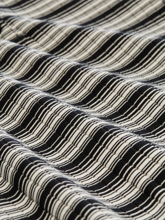 Henley T-shirt with striped pattern - black white gradient stripe