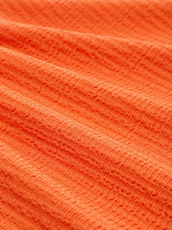 Loose fit crinkle top with flounces - Fiery Orange