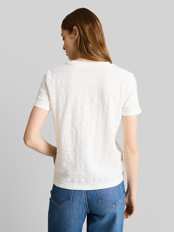 Jacquard T-shirt with round neckline - off white