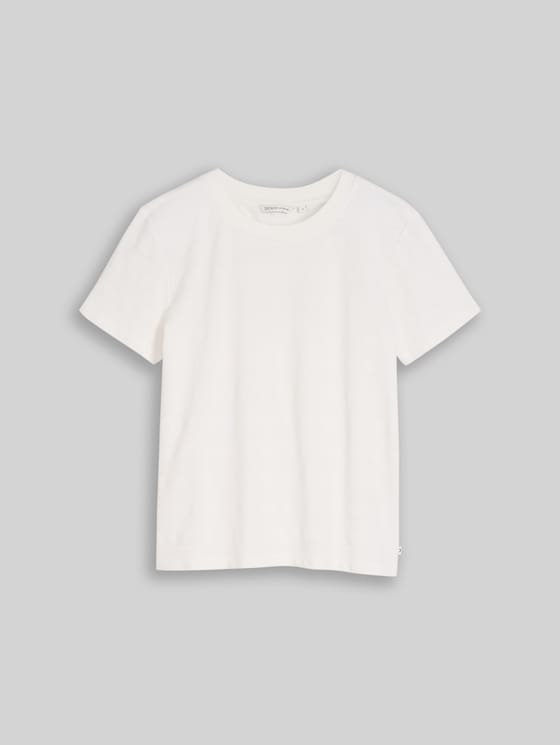 Jacquard T-shirt with round neckline - off white