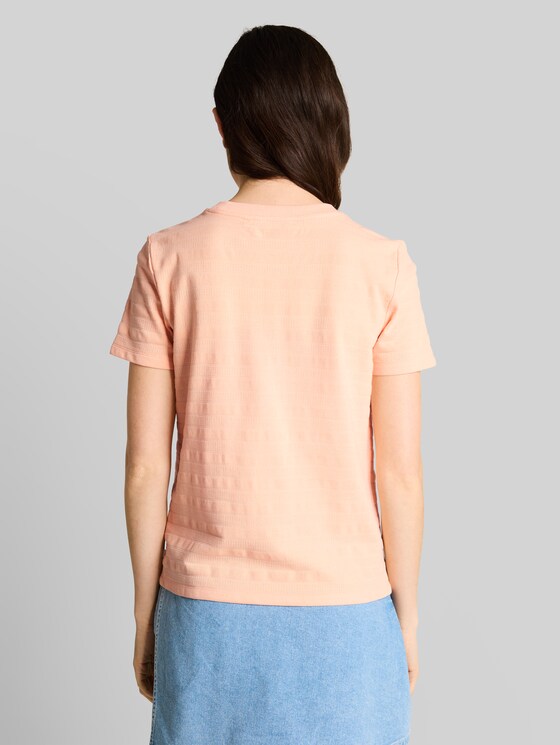 Jacquard T-shirt with round neckline - Orange Parfait