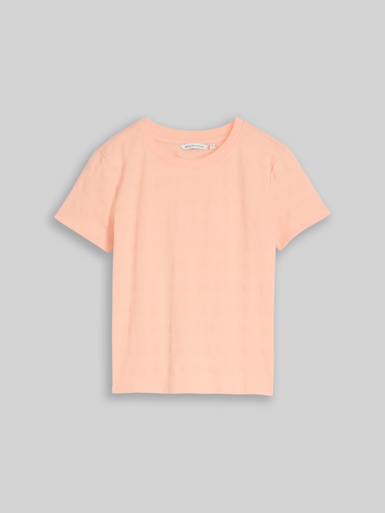 Jacquard T-shirt with round neckline - Orange Parfait