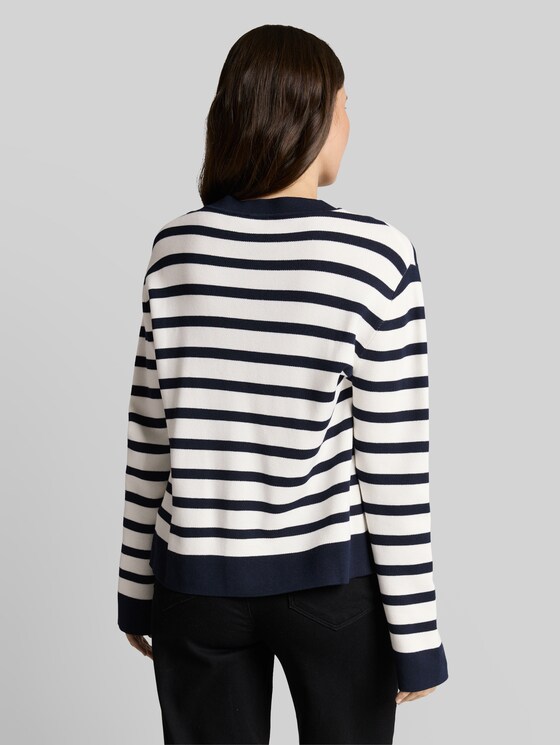 Striped knitted jumper - white sky blue knit stripe