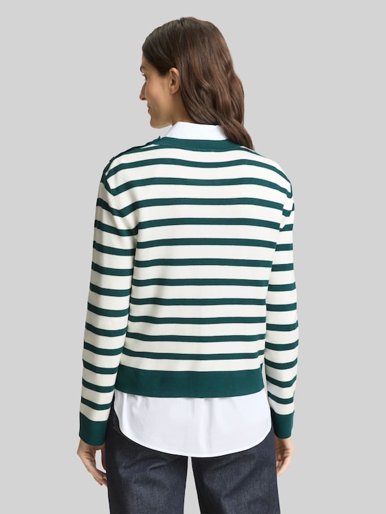 Striped knitted jumper - white green knit stripe