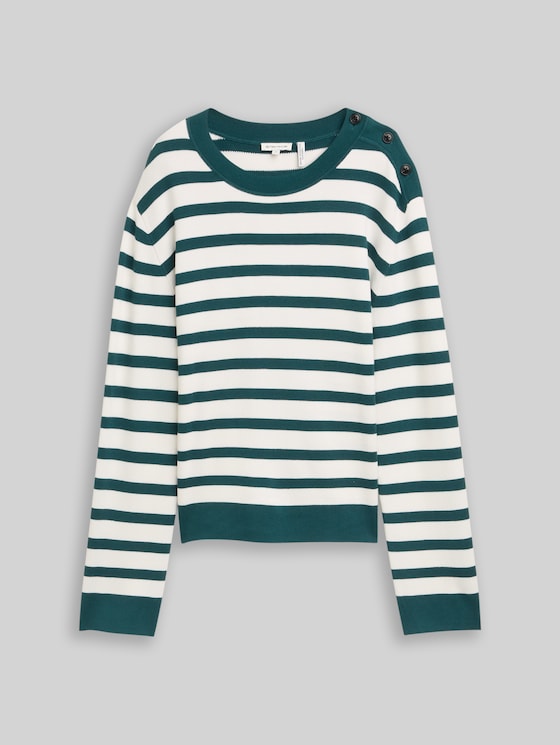 Striped knitted jumper - white green knit stripe