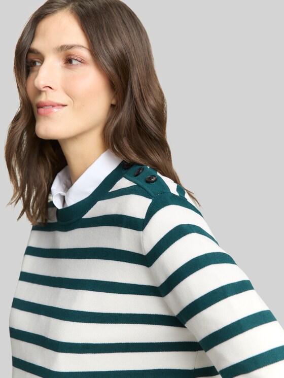 Striped knitted jumper - white green knit stripe