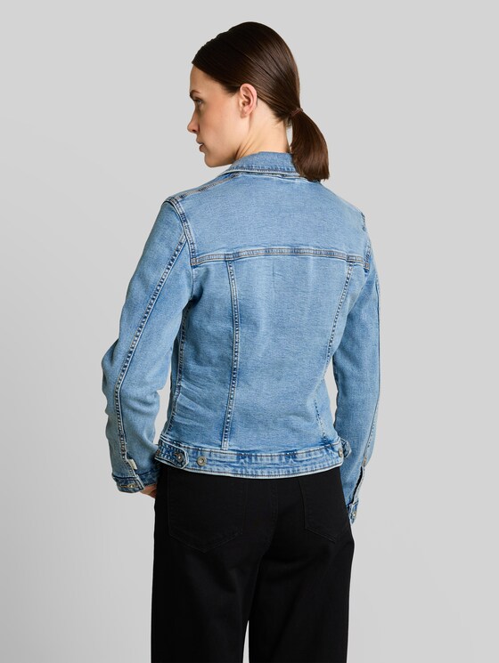 Denim jacket with side pockets - Clean Light Stone Blue Denim