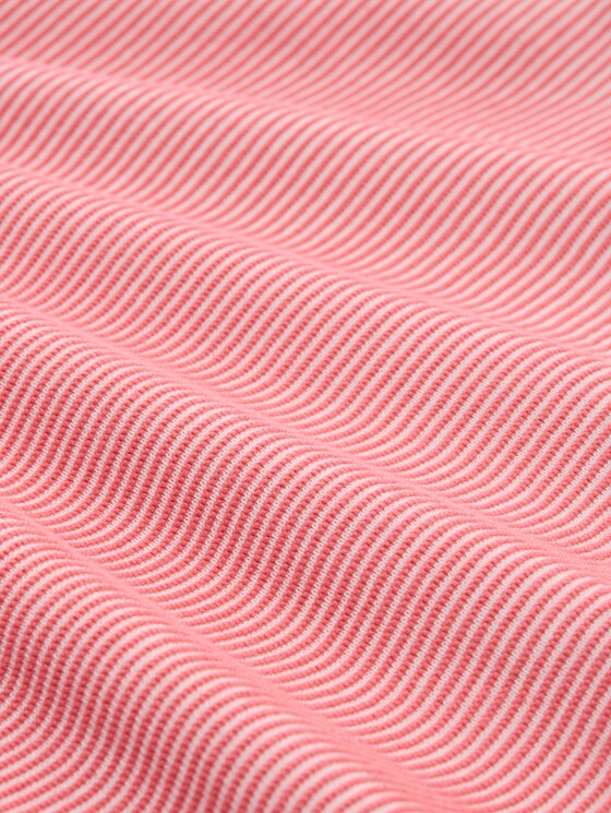 Cotton knitted jumper - coral white structure stripe