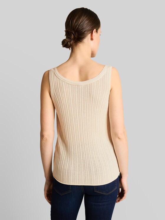 Knitted top with V-neck - Dove White