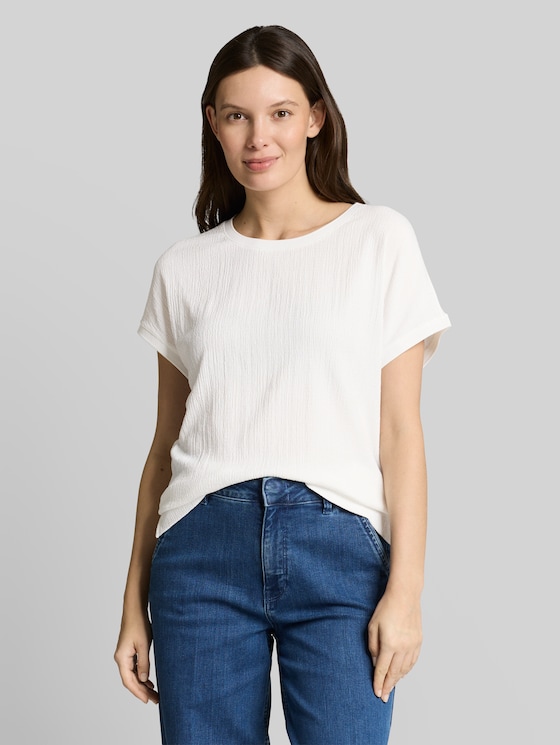 T-shirt in a mix of materials - Whisper White