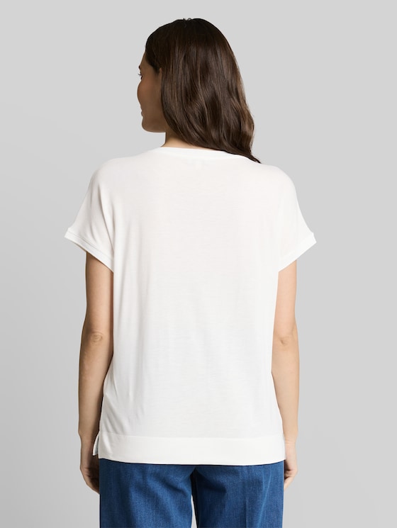 T-shirt in a mix of materials - Whisper White