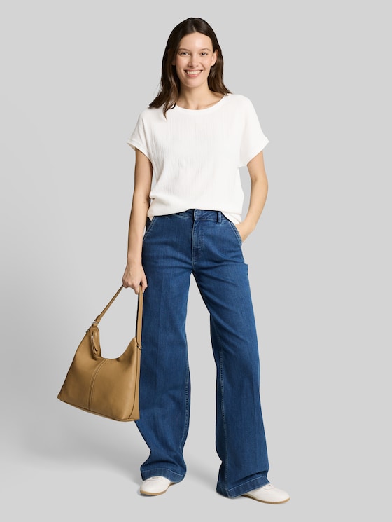 T-shirt in a mix of materials - Whisper White