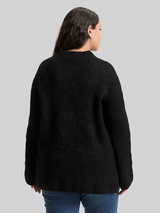 Plus Size - Knitted jumper with glitter effect - black lurex knit