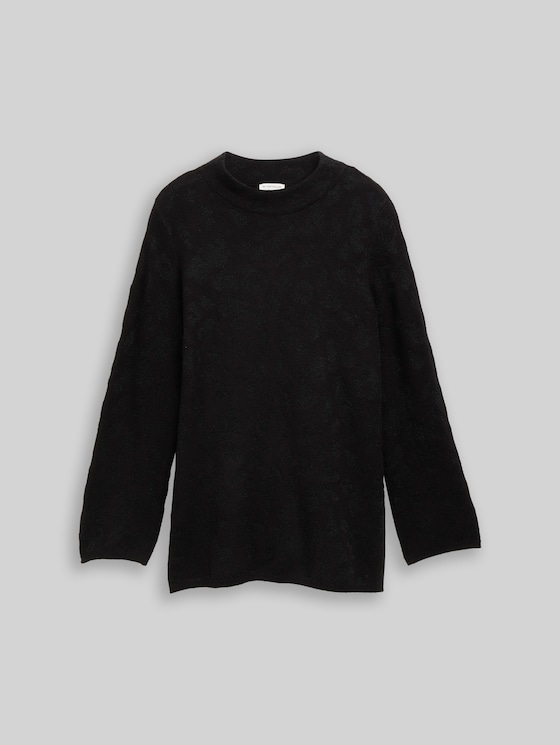 Plus Size - Knitted jumper with glitter effect - black lurex knit