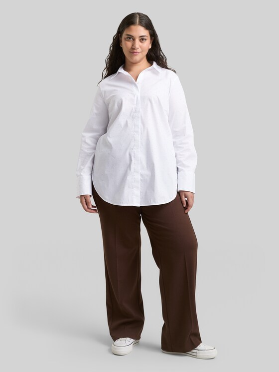 Plus Size - Loose fit blouse with rhinestones - stones on solid