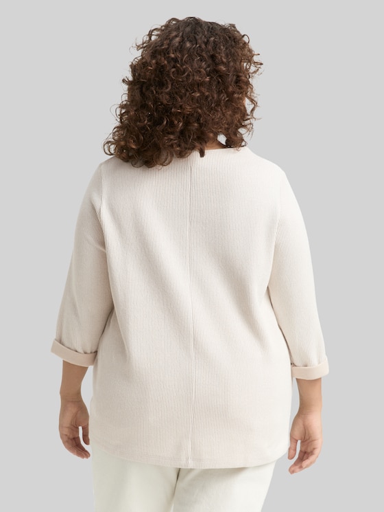Plus Size - Sweatshirt with stand-up collar - sand stone beige melange