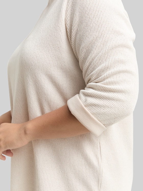 Plus Size - Sweatshirt with stand-up collar - sand stone beige melange