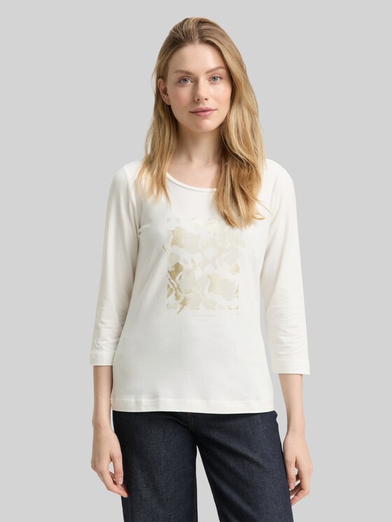 Long-sleeved shirt with a print - Whisper White