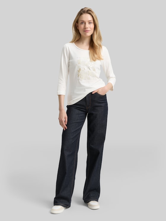 Long-sleeved shirt with a print - Whisper White