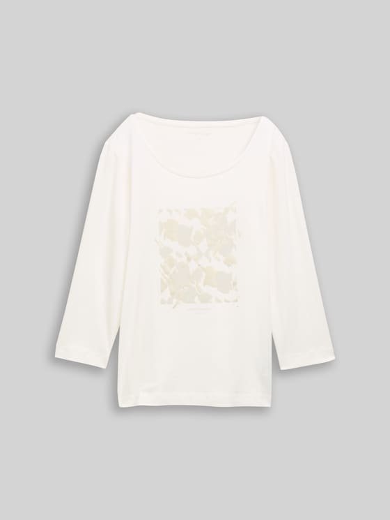 Long-sleeved shirt with a print - Whisper White