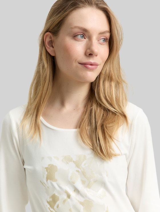 Long-sleeved shirt with a print - Whisper White
