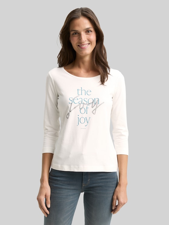 Long-sleeved shirt with a print - Soft Clear White
