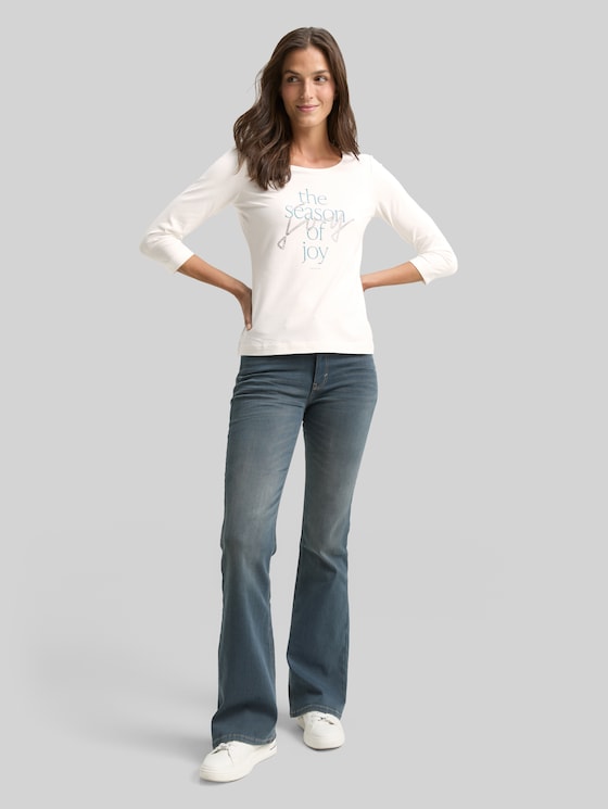 Long-sleeved shirt with a print - Soft Clear White