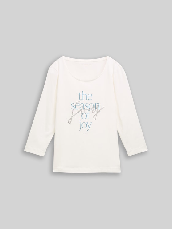 Long-sleeved shirt with a print - Soft Clear White