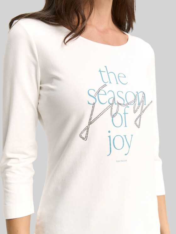 Long-sleeved shirt with a print - Soft Clear White