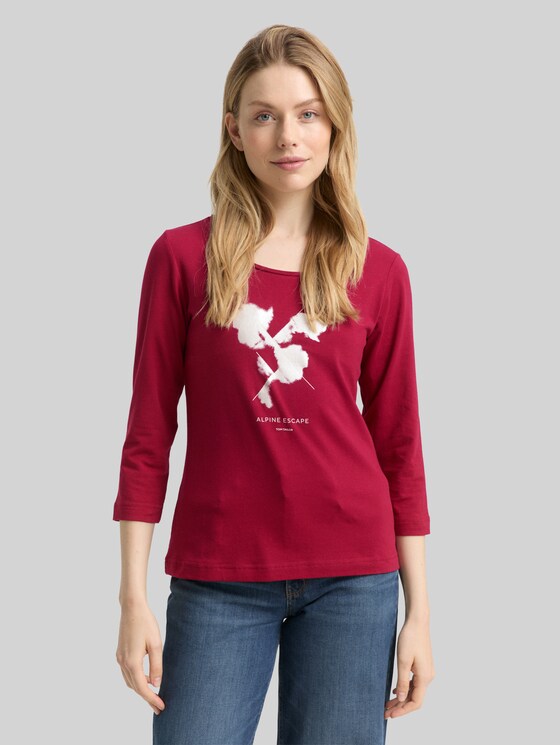 Long-sleeved shirt with a print - Rumba Red