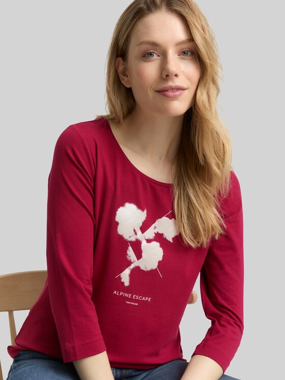 Long-sleeved shirt with a print - Rumba Red
