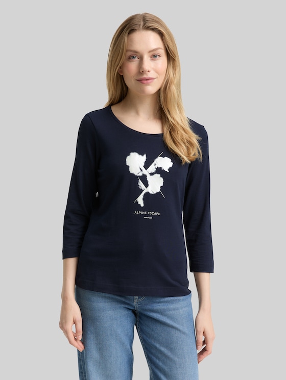 Long-sleeved shirt with a print - sky captain blue