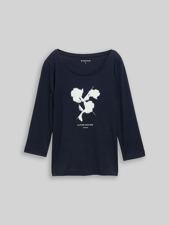 Long-sleeved shirt with a print - sky captain blue