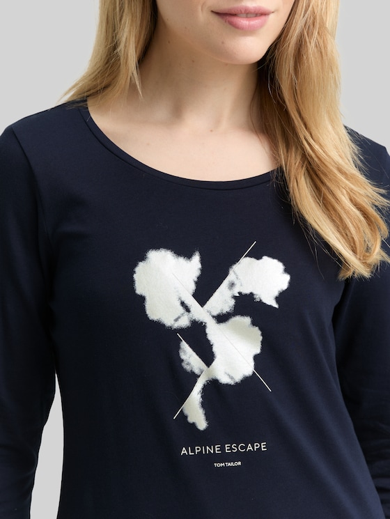 Long-sleeved shirt with a print - sky captain blue