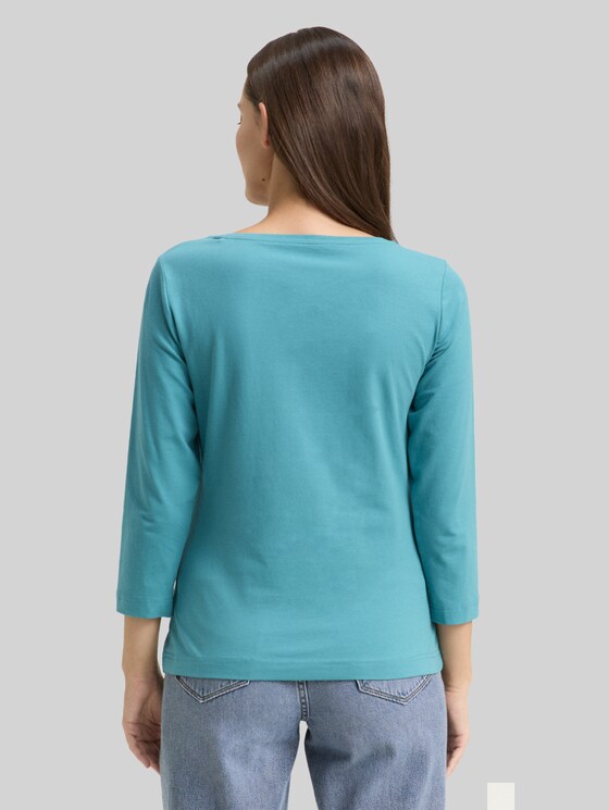 Long-sleeved shirt with a print - tropical teal