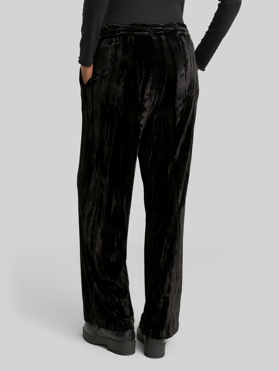 Wide-leg velvet pants - deep black