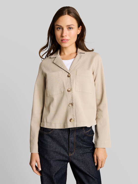 Regular fit jacket with breast pockets - soft taupe grey