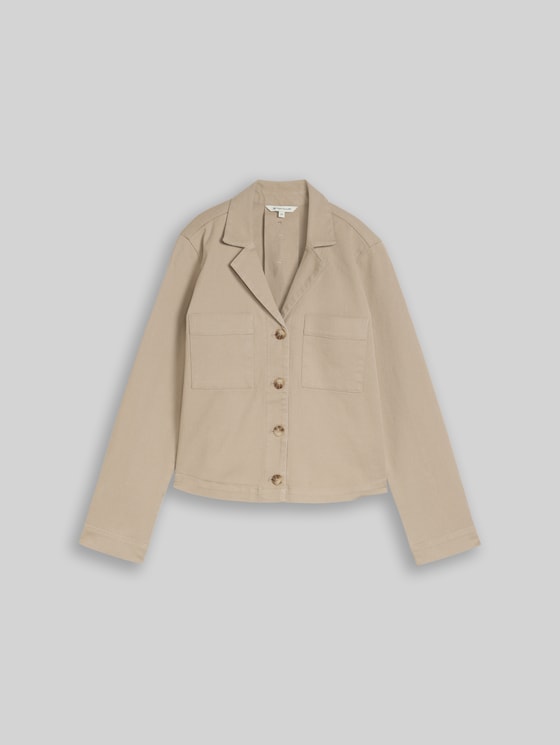 Regular fit jacket with breast pockets - soft taupe grey