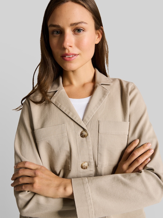 Regular fit jacket with breast pockets - soft taupe grey