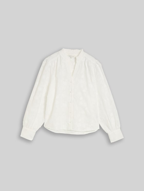 Loose-fit blouse with embroidery - White