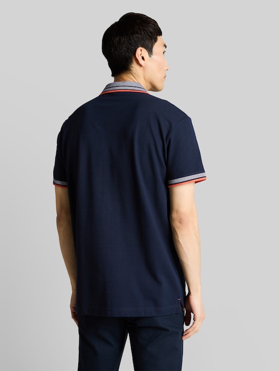 Piqué polo shirt with logo print - sky captain blue