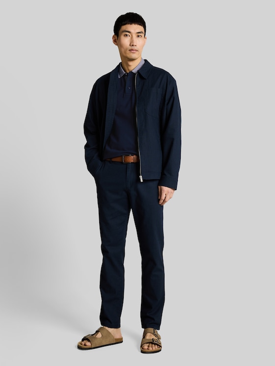 Piqué polo shirt with logo print - sky captain blue