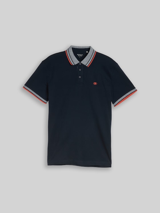 Piqué polo shirt with logo print - sky captain blue