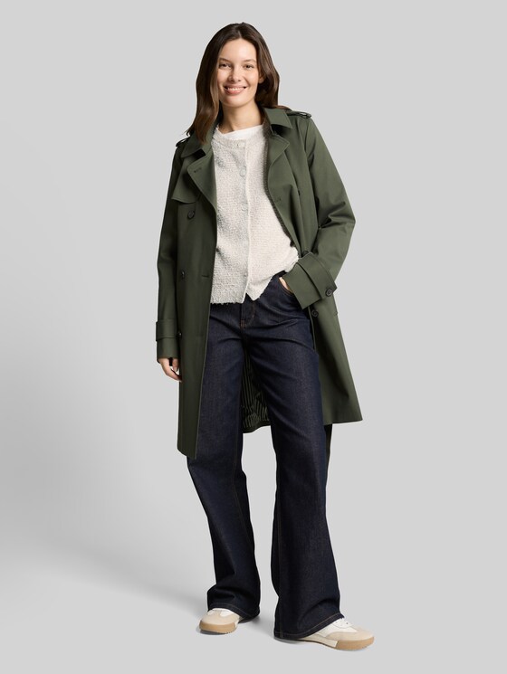 Loose fit cardigan with 3/4 sleeves - white beige structure
