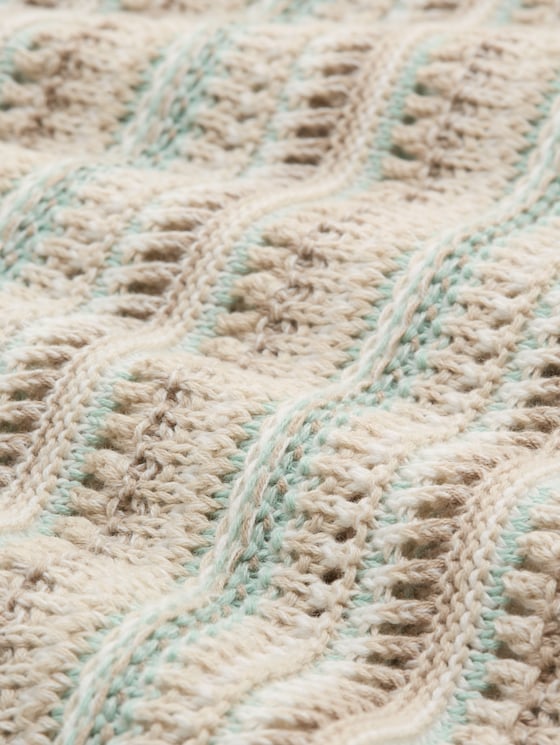 Loose fit knitted jumper with stripes - mint beige stripe