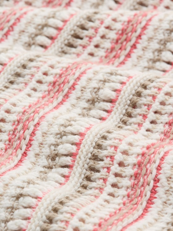 Loose fit knitted jumper with stripes - pink beige stripe